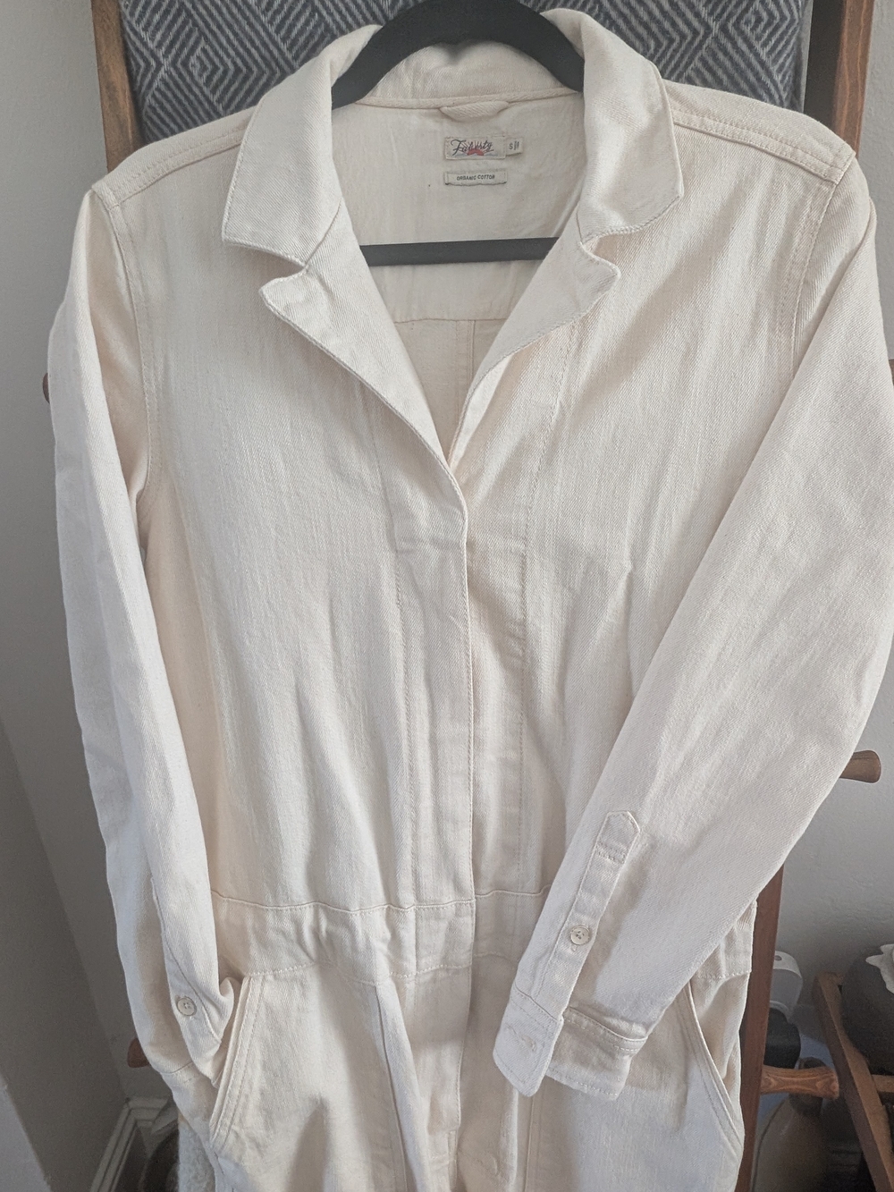 Faherty Cream Organic Cotton Jumpsuit